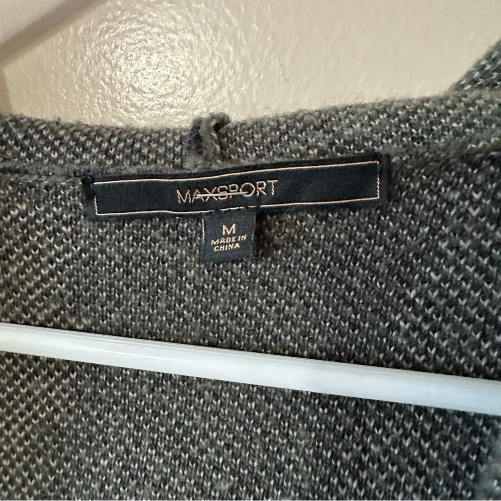 MaxSport Women’s hooded open front cardigan striped animal print size medium